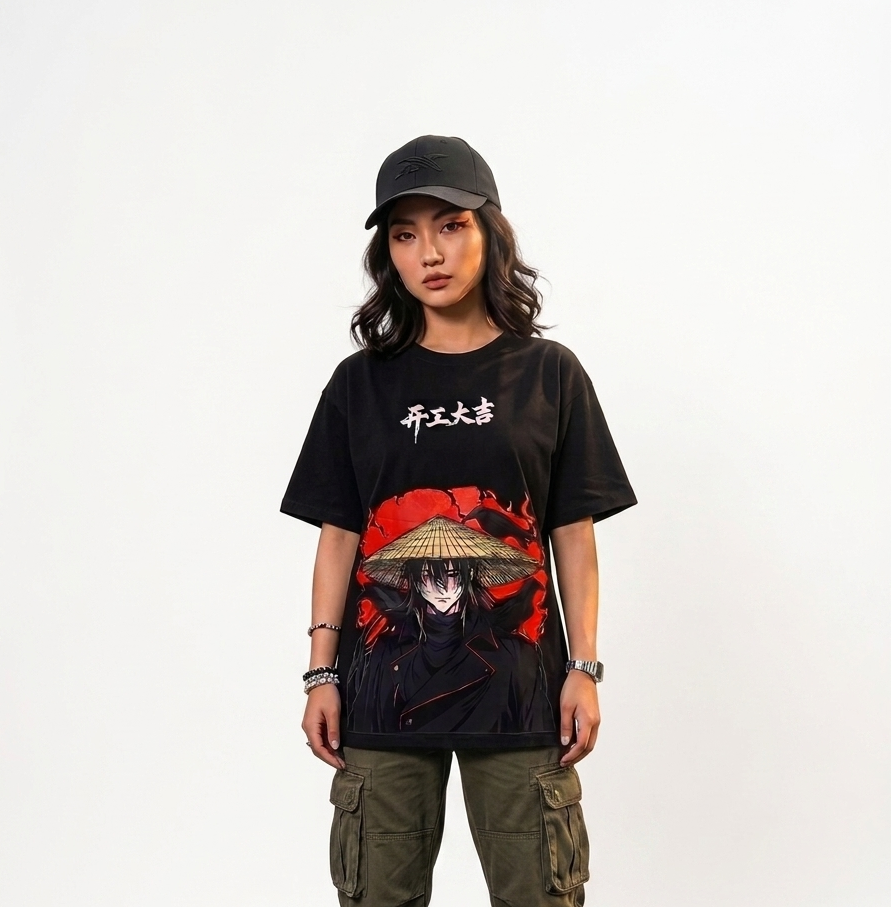 Zenetix Women's Urban Ronin Oversized T-Shirt – Heavyweight Anime Graphic Tee