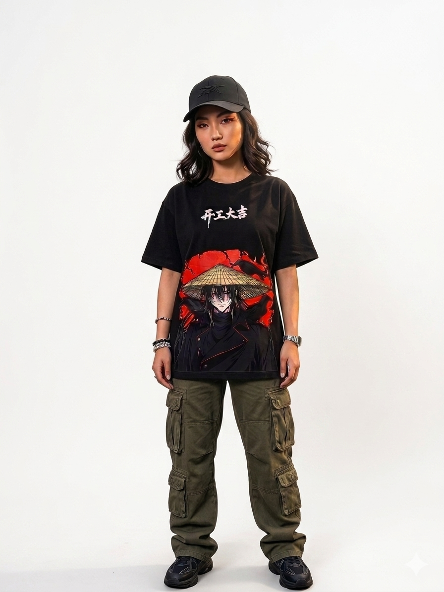 Zenetix Women's Urban Ronin Oversized T-Shirt – Heavyweight Anime Graphic Tee