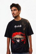 Zenetix Men's Urban Ronin Oversized T-Shirt – Heavyweight Anime Graphic Tee