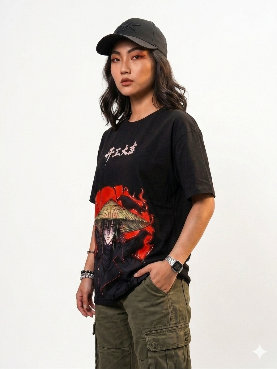 Zenetix Women's Urban Ronin Oversized T-Shirt – Heavyweight Anime Graphic Tee