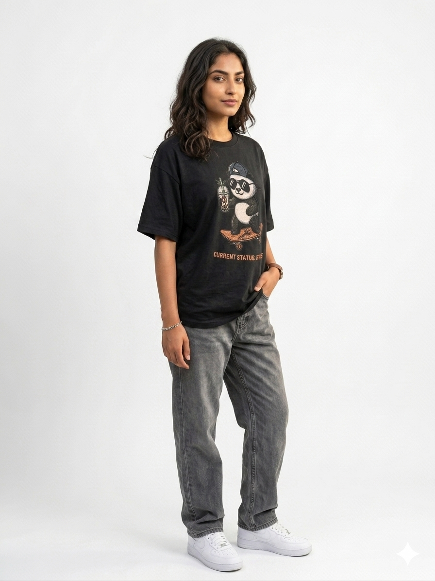 Zenetix Women's "Current Status: Offline" Oversized T-Shirt – Premium Heavyweight Streetwear
