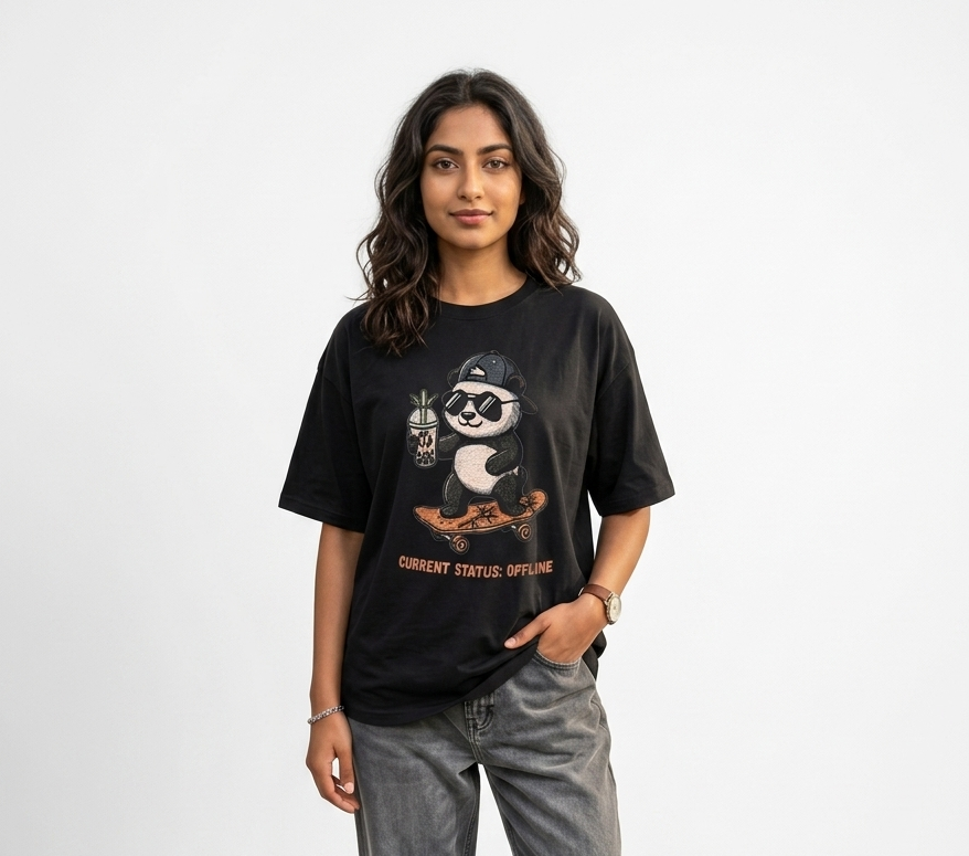 Zenetix Women's "Current Status: Offline" Oversized T-Shirt – Premium Heavyweight Streetwear