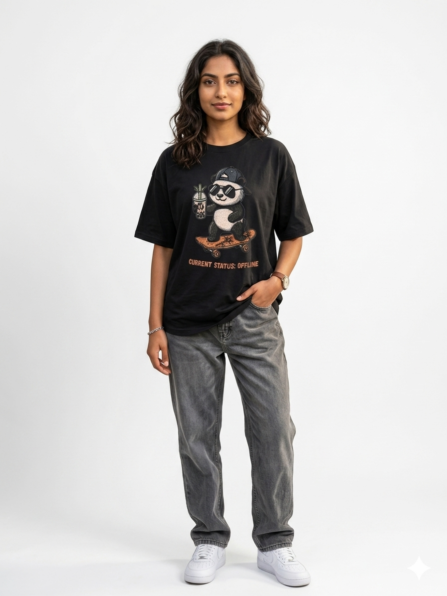 Zenetix Women's "Current Status: Offline" Oversized T-Shirt – Premium Heavyweight Streetwear