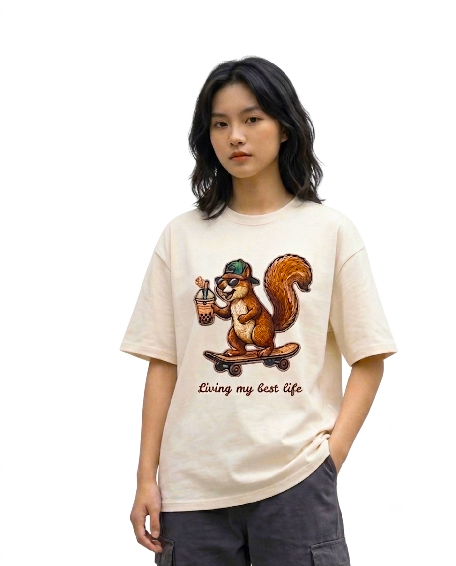 Zenetix Women's "Living My Best Life" Oversized T-Shirt – Premium Heavyweight Streetwear