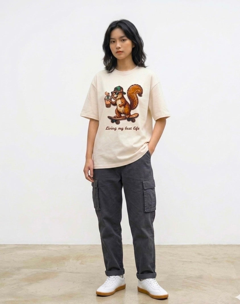 Zenetix Women's "Living My Best Life" Oversized T-Shirt – Premium Heavyweight Streetwear
